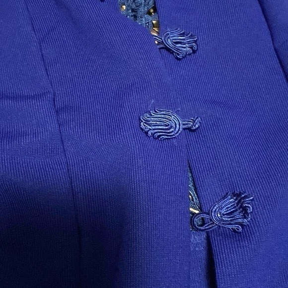 Wanderlust royal blue long crochet detail vest sweater Y2K Sz L - Picture 11 of 11